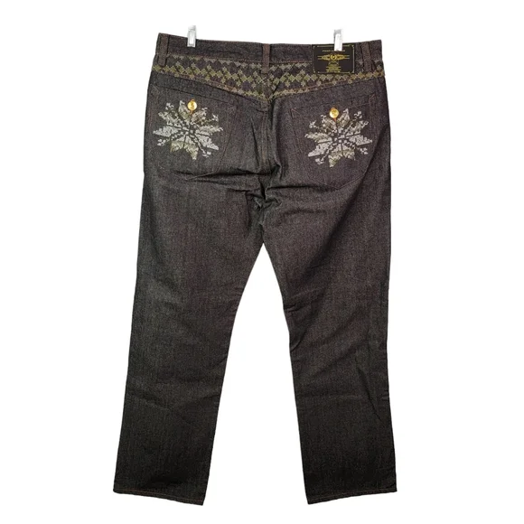 Phat Farm Vintage Y2K Baggy Wide Leg Hip Hop Black Wash Denim Jeans Men's 40x34
